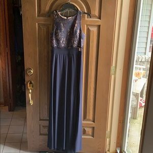 Stunning navy blue lace top with mesh waist dress